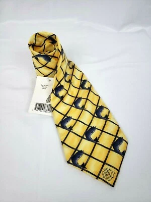Corbata de pesca EAGLES WINGS NUEVA CON ETIQUETAS amarilla molde de fe para hombre 57,5" de largo 4" de ancho Foto 1 de 4