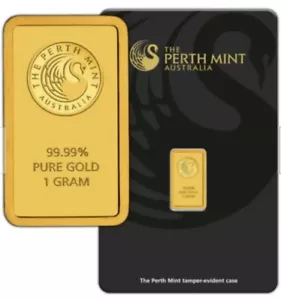 Perth Mint 1 Gram Gold Bar Bullion Minted Kangaroo Assay Bar 99.99% 24k - Picture 1 of 4