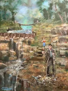 SUPERB LEON GOODMAN ORIGINAL "Lenny Wire Gypsy diamond" caravan vardo PAINTING - Picture 1 of 2