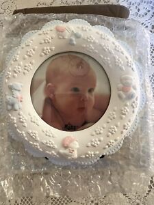 Russ Baby Photo Frame Blue Sweet Memories Round Vintage Style #9147 Twins?
