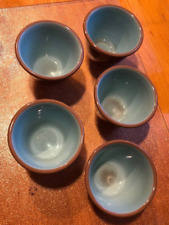 Chateau Buffet 5 Vintage Custard Cups Taylor Smith Cinnamon Turquoise Colors