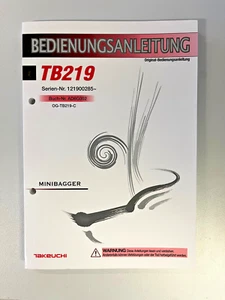 original Bedienungsanleitung TAKEUCHI Minibagger TB219 + Ersatzteilliste CD - Bild 1 von 4