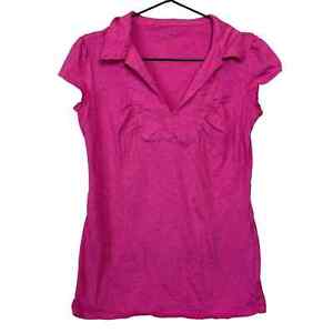 Union Bay Womens Sz L Short Sleeve Pink Polo Shirt V Neck