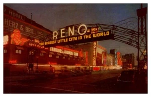 RENO ARCH Vista Nocturna RENO, NV - Postal - Imagen 1 de 2