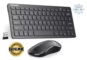 TECKNET Mini Wireless Keyboard & Mouse Set, 2.4G Cordless TK-KM001 Black - Picture 1 of 6