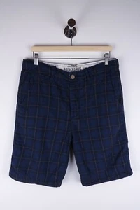 Abercrombie & Fitch Men Chino Shorts Casual Blue Check Cotton size 34 - Picture 1 of 6