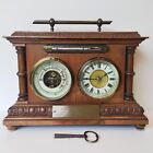 Early 20th century desktop Barometer Mantel clock with Thermometer 1900s