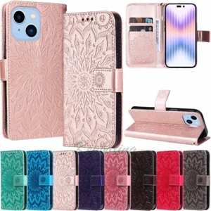For iPhone 14 Pro Max 13 12 11 SE XR 8 7 6S Wallet Card Slot Leather Case Cover - Picture 1 of 45