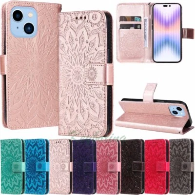 For iPhone 17 Pro 16 15 14 13 12 11 SE XR Wallet Card Holder Leather Case Cover - Image 1 of 4