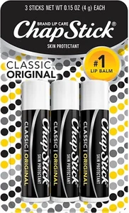 ChapStick Classic Original Lip Balm Tubes, Lip Care - 0.15 Oz (Pack of 3) - Picture 1 of 4