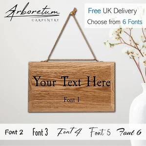 Custom Personalised Text Engraved Wooden Sign / Plaque - Oak Gift - 6 Fonts - Picture 1 of 13