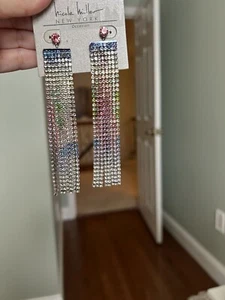 Nicole Miller Schulter Staubtuch Strass Ombre Ohrringe, Neu mit Etikett - Bild 1 von 2
