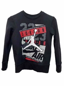 Nike Air Jordan Hoodie Youth Boys Small 8-10 Gray Black Jumpman 1985 Sweatshirt - Picture 1 of 4