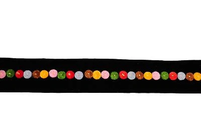 Lily 0.75" Black Velvet Ribbon with Felt Colorful Circle Sew on DIY Trim by Yard - Image 1 of 2
