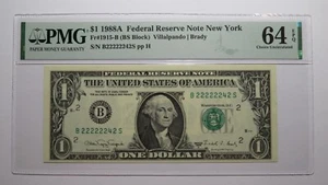 $1 1988 Near Solid Serial Number Federal Reserve Bank Note Bill UNC64 #22222242 - Picture 1 of 3