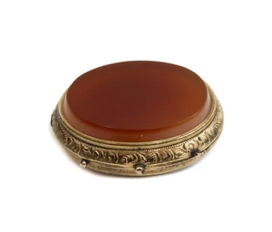 Caja de pastillas de tabaco Continental de ágata y metal dorado alrededor de 1900 - Imagen 1 de 7