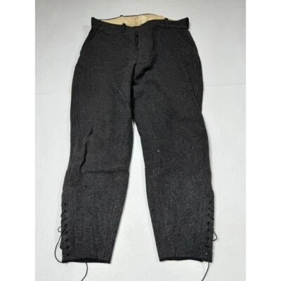 Raro Vintage Lana Militar Jodhpurs Con Cordones Espinillas Botón Mosca Estilo Años 30 34x27 Foto 1 de 4