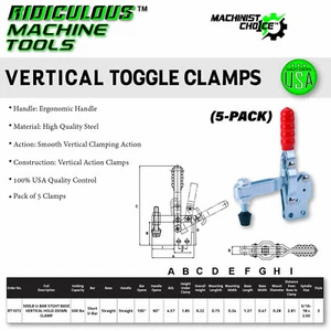 500 lb pince verticale à base droite en acier carbone U-Bar - pack de 5 : robuste - Photo 1/7