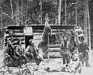 ANTIQUE PRE 1900 8X10 REPRODUCTION PHOTOGRAPH PRINT DEER HUNTING CAMPSITE# 6 - Picture 1 of 1