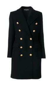 Balmain women Double Breasted Blazer Coat Size 36/S Black Wool/cashmere - Picture 1 of 10