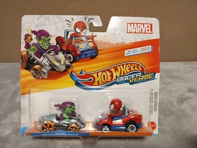 Verso Hot Wheels Racer Universe Marvel 2024 Die-Cast - Duende Verde y Spider-Man Foto 1 de 4