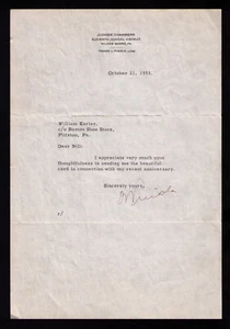 October 1955 SIGNED LETTER Judge Frank L. Pinola Pittston Pennsylvania WWI - Picture 1 of 2