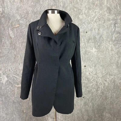Abrigo para mujer BeBe Y2K talla mediana negro cuello embudo invierno peplum Foto 1 de 4
