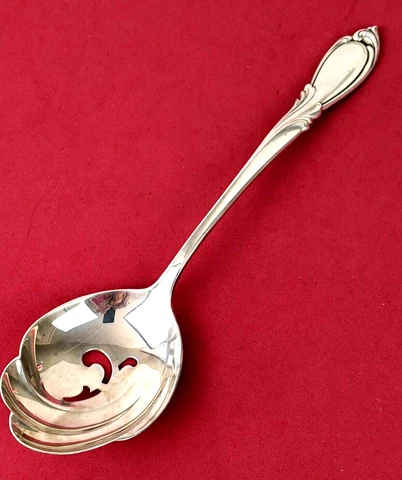 RHAPSODY by International Sterling Silver Slotted Tablespoon Serving Spoon 8" Cover