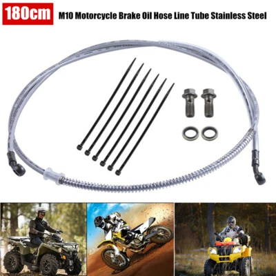 Kit trenzado extremo acero inoxidable línea manguera aceite freno hidráulico motocicleta US M10 Foto 1 de 4
