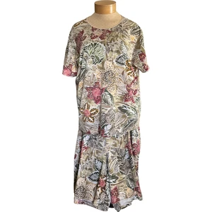 YS Studio Women's Short Set Tropical Floral Print Size 2X Comfort Fit - Picture 1 of 12