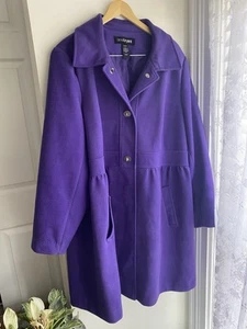 Lane Bryant 26 28 Royal Purple Women's Pea Coat Silver Toggle Buttons Heavy - Picture 1 of 8