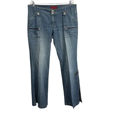Jeans utilitarios de carpintero vintage Y2K Arizona Jean Co para mujer talla 13 bolsillo con cremallera D Foto 1 de 4