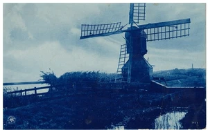 1910 Antique Blue Tone Postcard of a Windmill #1792 - Picture 1 of 2