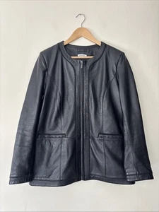 Damart Black Sheep Leather Jacket Size UK 16 - Picture 1 of 10