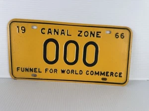 Vintage Canal Zone 1966 License Plate # 000 - FUNNEL FOR WORLD COMMERCE SAMPLE - Picture 1 of 20