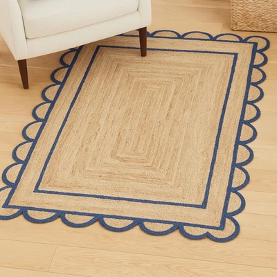 Handmade Braided Jute Rug 3x5 5x8 Natural Eco Friendly Carpet Rustic Room Decor - Image 1 of 4