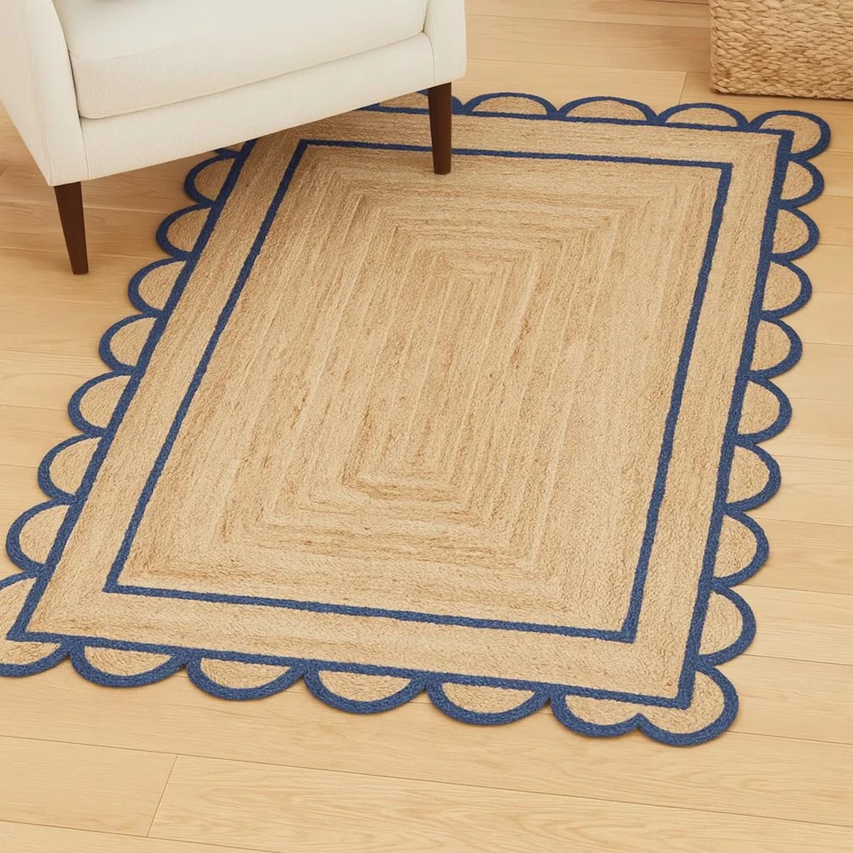 Handmade Braided Jute Rug 3x5 5x8 Natural Eco Friendly Carpet Rustic Room Decor - Image 1 of 4