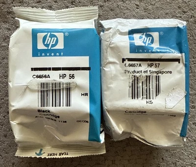 HP 56 Black C6656A & HP 57 Tricolor C6657A Genuine Ink Cartridges - Image 1 of 2