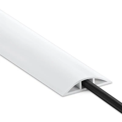 LZEOY 8FT White Low Profile Wire Cover - Extension Cord Cover, Tough Cord Floor Pro...