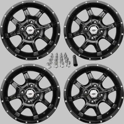 YAMAHA VIKING 700 14" COBRA BLK ATV / UTV ALUMINUM WHEELS ( SET 4 )  IRS11K - Image 1 of 4
