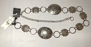 Cinturón Lane Bryant Boho tono plateado medallón metal ornamentado eslabón de cadena talla 14-20 NUEVO - Imagen 1 de 3