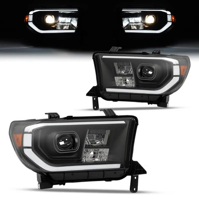 LH & RH Black LED Headlights Projector For Toyota Tundra 07-13 Sequoia 08-17 - Image 1 of 4