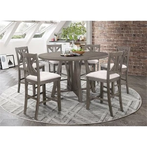 Coaster Farmhouse 7-Piece Wood Counter Height Dining Set in Gray - Picture 1 of 4