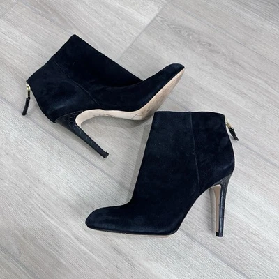 Sam Edelman Kourtney 绒面革细跟短靴黑色 7.5 码 — 第 1/4 张图片