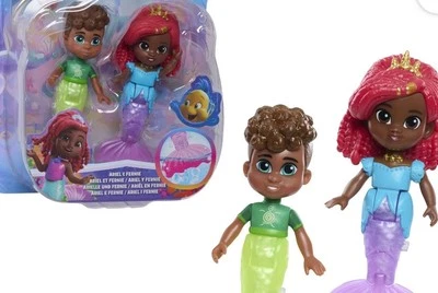 НОВЫЙ набор из 2 кукол Disney Junior Ariel & Fernie 4 дюйма позирующие меняющие цвет фигурки - Изображение 1 из 4