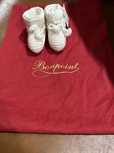 Bonpoint Baby Size T1 - Cream Cotton Booties with bow