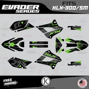 Graphics Kit for Kawasaki KLX300SM 2020 2021 2022 2023 Evader-green-gray - Bild 1 von 6
