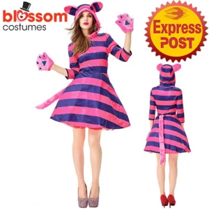 N226 Ladies Cheshire Cat Kitten Alice in Wonderland Fancy Dress Up Party Costume - Picture 1 of 5