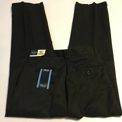 Pantalón Nautica Big Boys Elastizado Microfibra Negro N841002 Talla 14 Plisado Frontal Foto 1 de 4