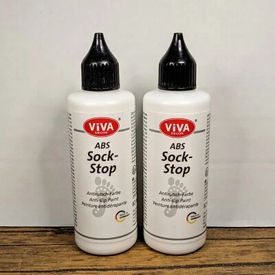 2 Pack, Viva Decor ABS Sock Stop 2.77oz (82ml) Soft Anti-Slip White Fabric Paint